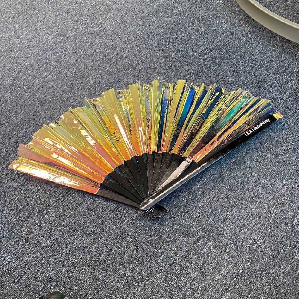 PRE-LOVED LASR - Warrior Iridescent Fluid Rave Fan- MISC009
